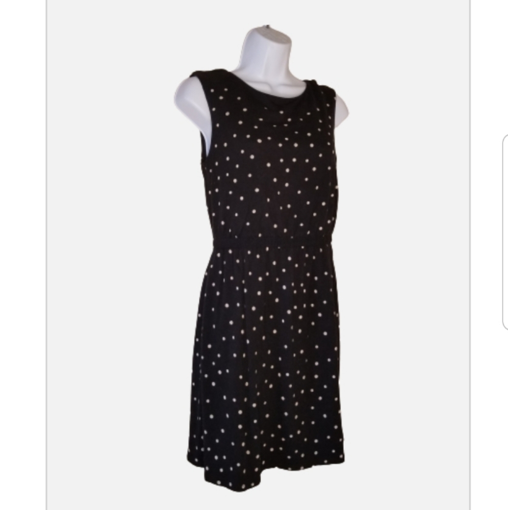 Ann Taylor's Loft black and tan polka dot dress, sz S